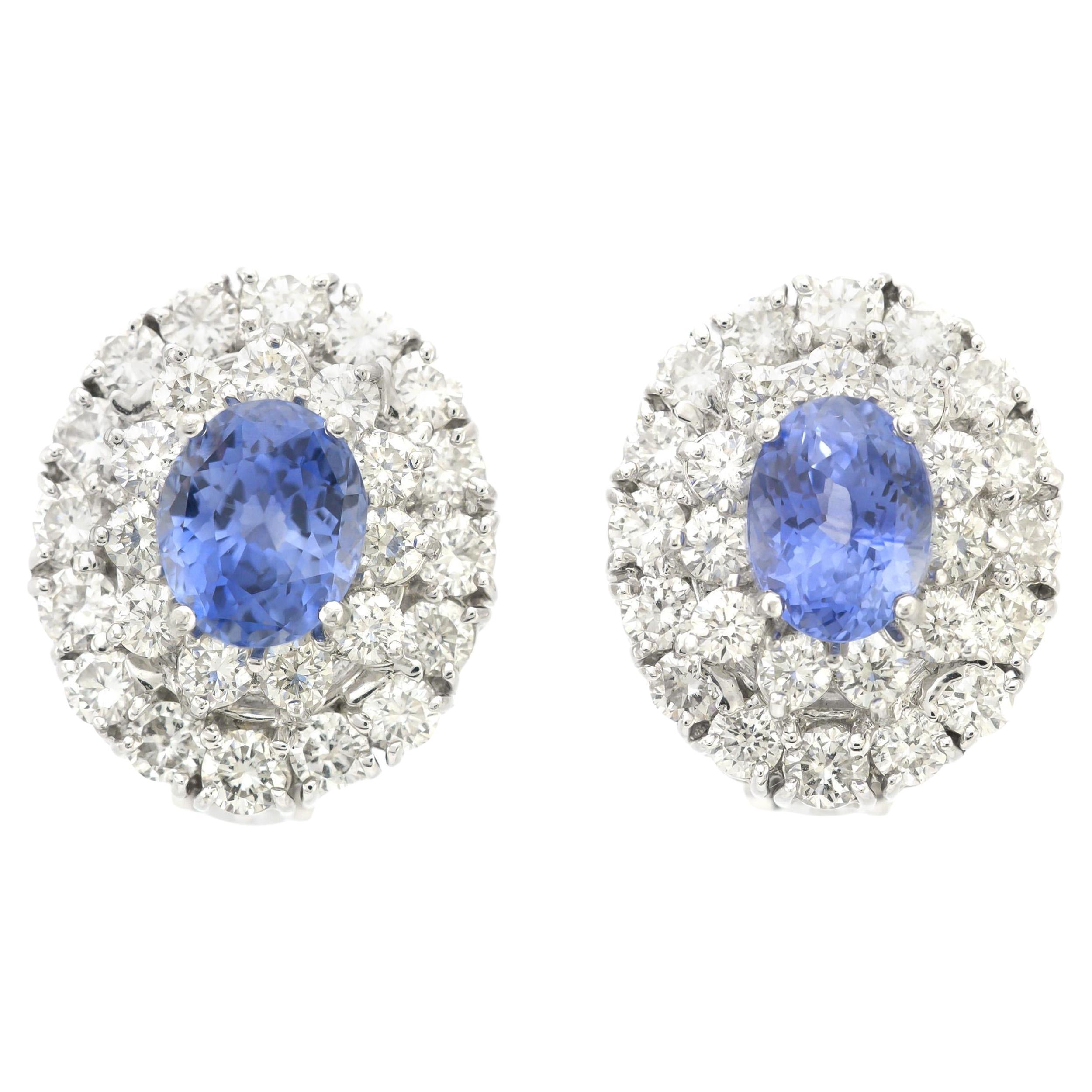 5.68 Carat Sapphire & 5.27 Carat Diamond Earrings