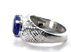 Bright Sparkly 5.68 Ct Sparkling Purply-Blue Tanzanite Cocktail Ring