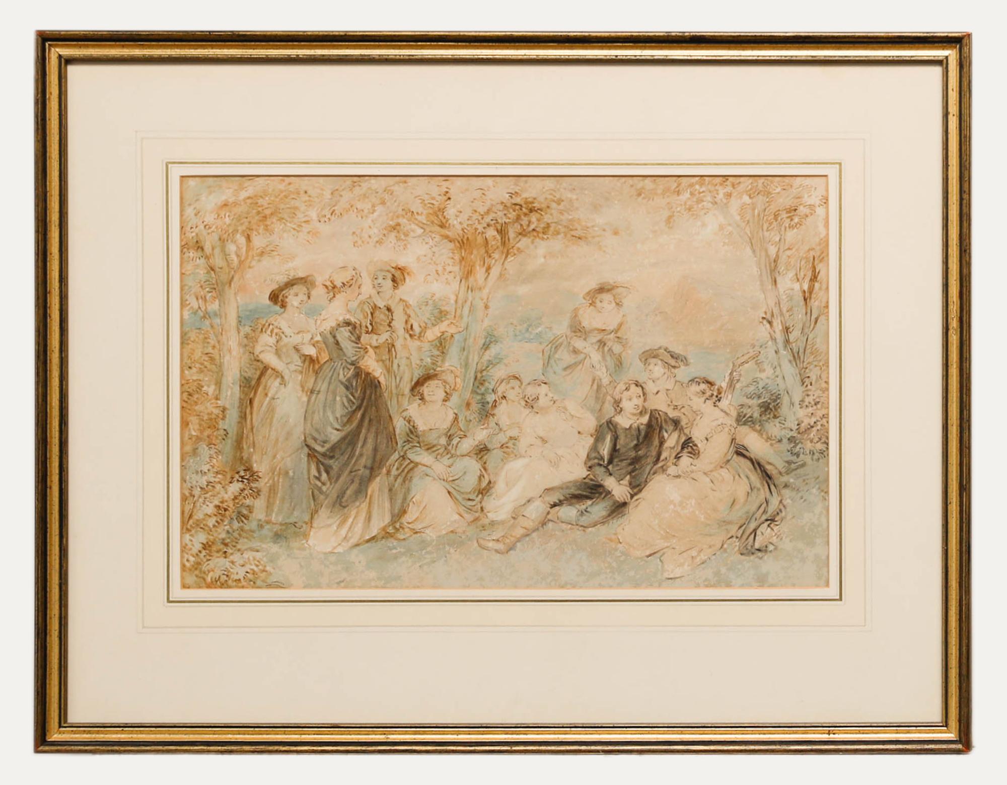 Aquarelle du 19e siècle - La fête de l'été