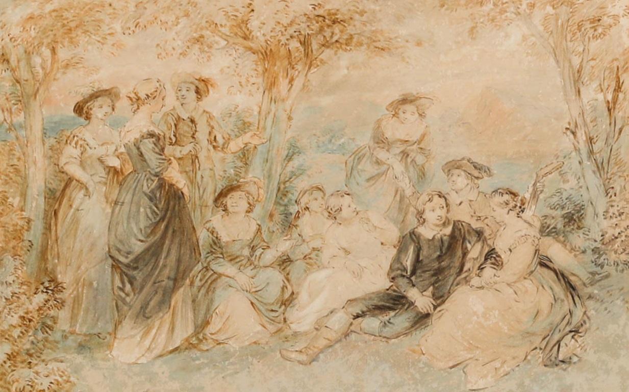 19th Century Watercolour - The Summer Party - Art by Unknown