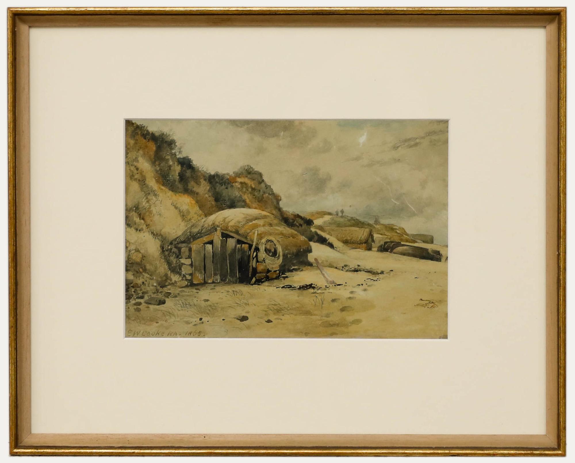Un acquerello originale della metà del XIX secolo dell'artista britannico Edward William Cooke RA (1811-1880). Ben presentato in una cornice dorata. Firmato in basso a sinistra e datato 1865. Sulla carta.
