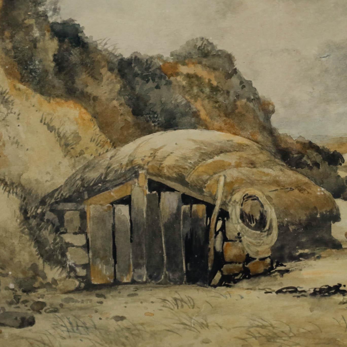 Edward William Cooke RA (1811-1880) - Acquerello incorniciato, Sulla costa della Cornovaglia in vendita 3