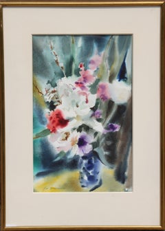Bouquet di fiori II, acquerello impressionista di Eve Nethercott