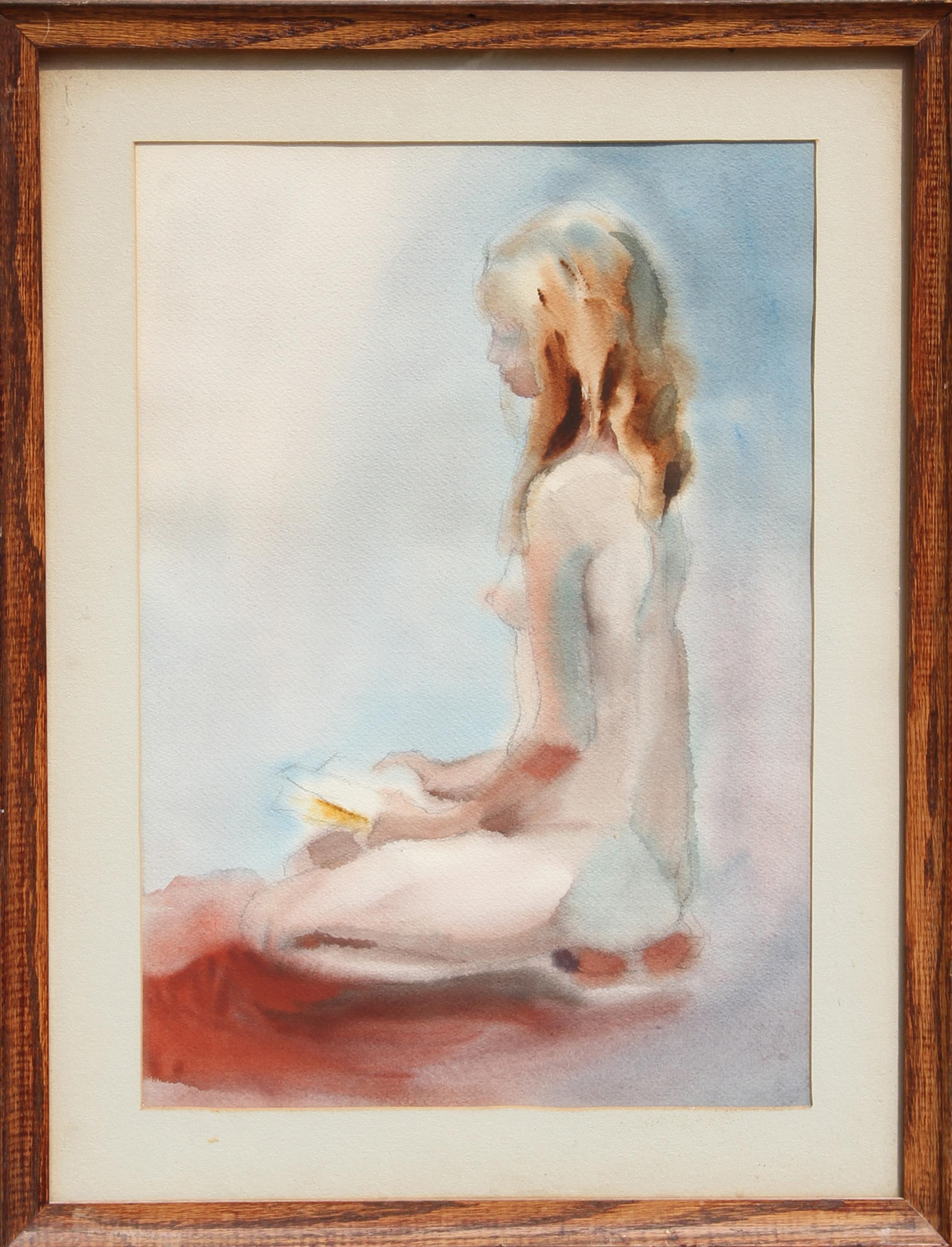 Seated Nude II, Impressionist Watercolor by Eve Nethercott