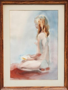 Nudo seduto II, acquerello impressionista di Eve Nethercott