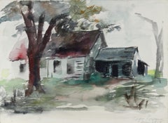 Maine Dock and House, Impressionist Watercolor by Eve Nethercott