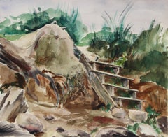 Stairway to the Sea, impressionistisches Aquarell von Eve Nethercott