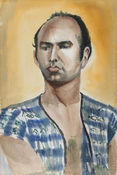Portrait d'un homme, aquarelle impressionniste d'Eve Nethercott