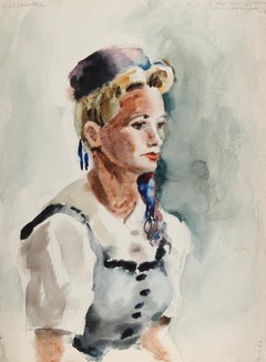Portrait d'une femme, aquarelle impressionniste d'Eve Nethercott