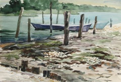 Impressionistische River Side, Aquarell von Eve Nethercott