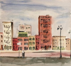 Estudio de calle y edificios urbanos, acuarela impresionista de Eve Nethercott