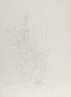 Lilies, Impressionist Graphite Drawing by Eve Nethercott