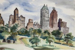 Central Park und Ballerina, impressionistisches Aquarell von Eve Nethercott