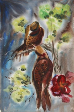 Impressionistische Vögel, Aquarell von Eve Nethercott
