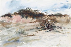 Strandlandschaft, impressionistisches Aquarell von Eve Nethercott