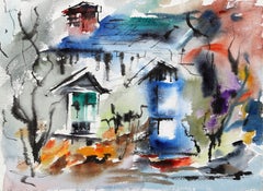 Casa, acquerello impressionista di Eve Nethercott