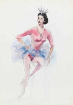 Ballerina con tiara, acquerello impressionista di Eve Nethercott