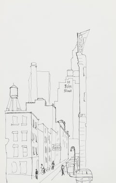 John Street - Brooklyn, Impressionistische Tusche von Eve Nethercott