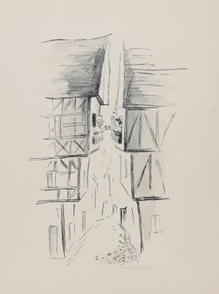 Europäische Nachbarschaften, impressionistisches Aquarell von Eve Nethercott