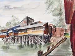 View of House from Docks, aquarelle impressionniste d'Eve Nethercott