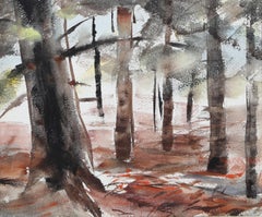 Forest, impressionistisches Aquarell von Eve Nethercott