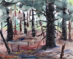 Forest, impressionistisches Aquarell von Eve Nethercott