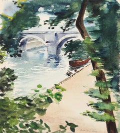 Canal, impressionistisches Aquarell von Eve Nethercott