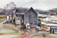 Grande grange, aquarelle impressionniste d'Eve Nethercott