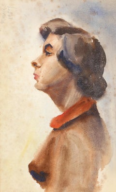 Portrait d'une femme, aquarelle impressionniste d'Eve Nethercott