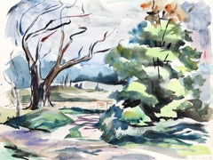 Holzlandschaft, impressionistisches Aquarell von Eve Nethercott