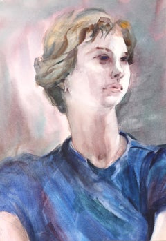 Portrait d'une femme, aquarelle impressionniste d'Eve Nethercott