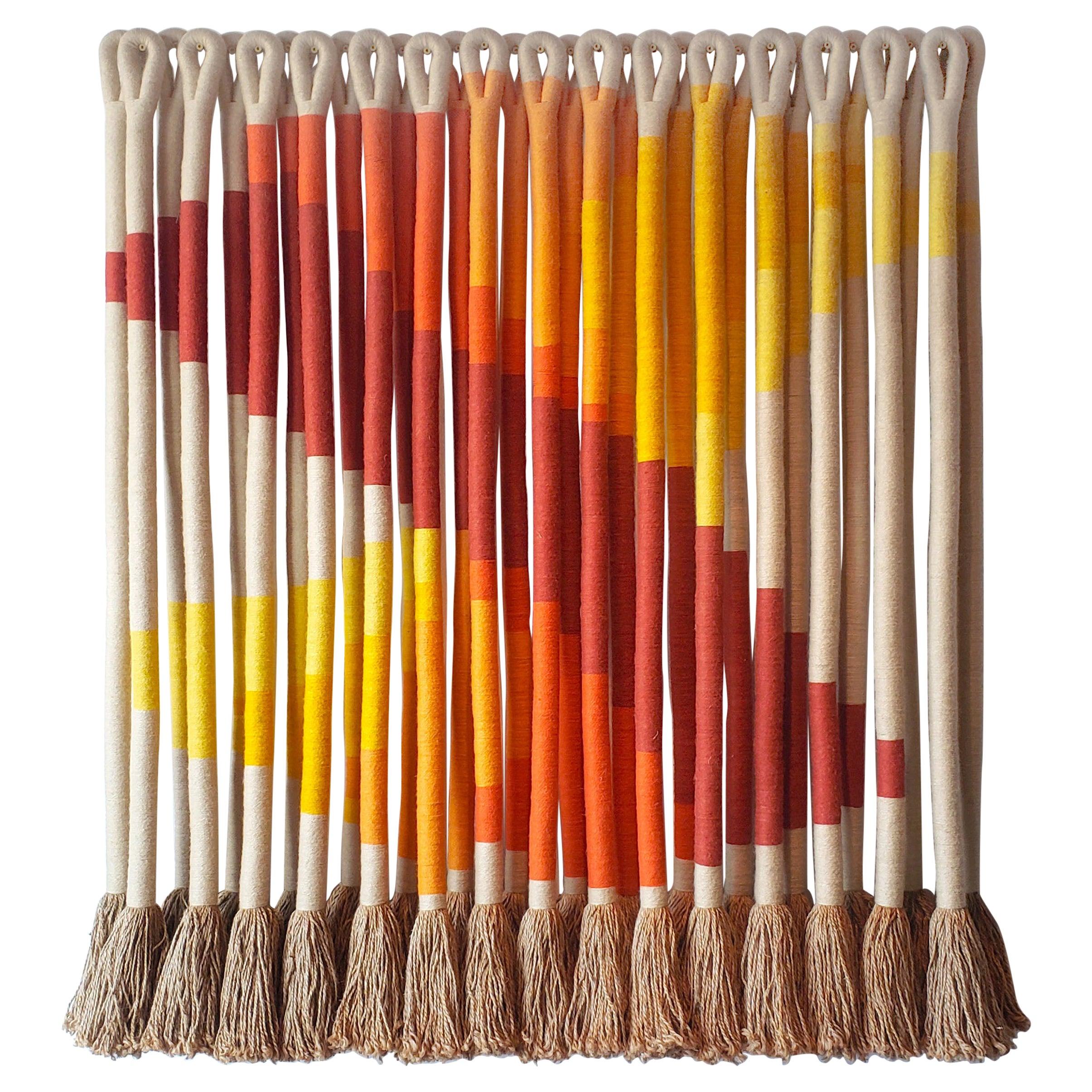 Obra de arte textil "Ombre oblicuo" de la artista de la fibra Jane Knight, años 70