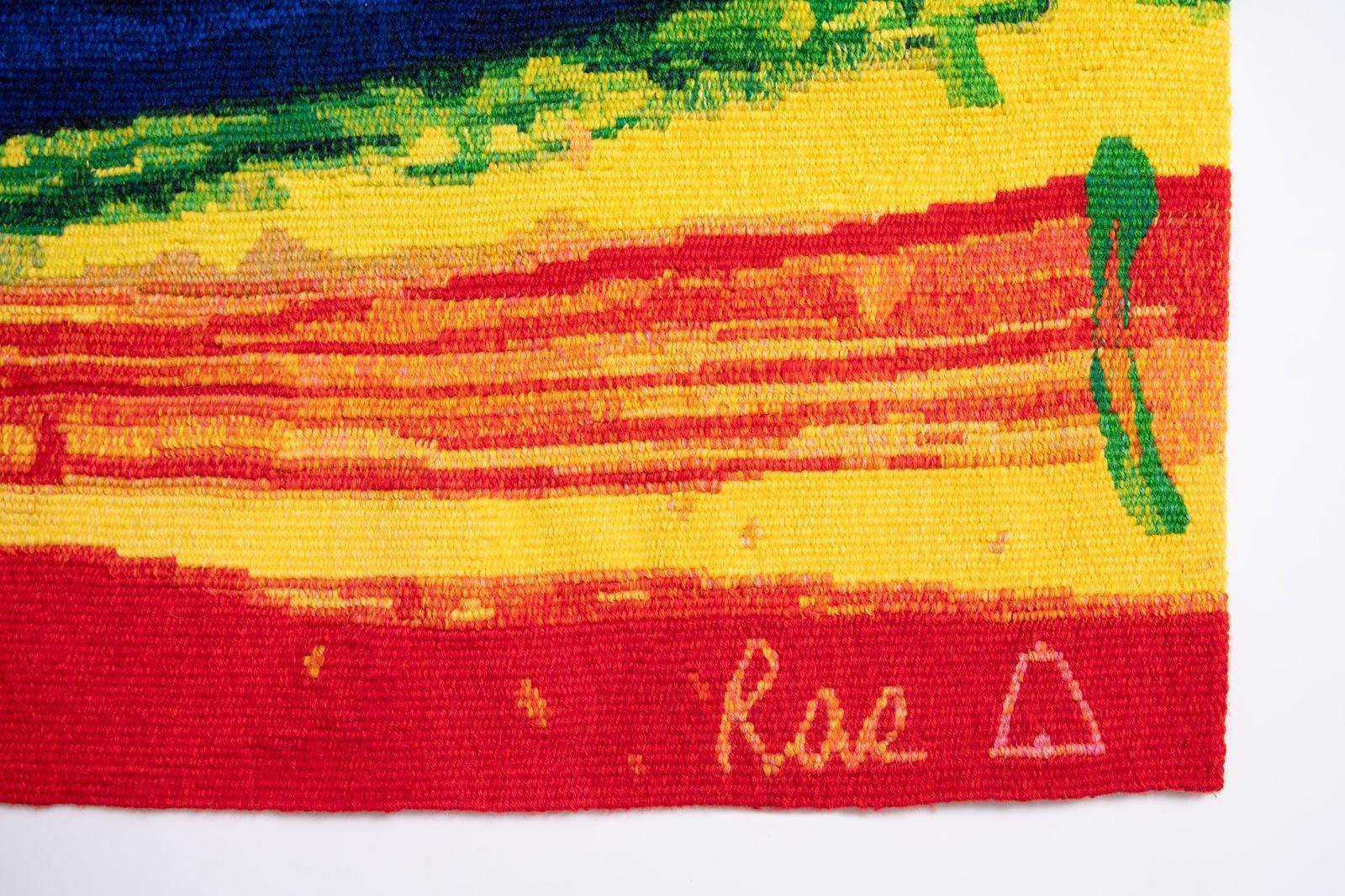 Barbara Rae, handgewebter Wandteppich aus Wolle und Baumwolle mit dem Titel Olive Terraces, Zahara 2009 im Angebot 4