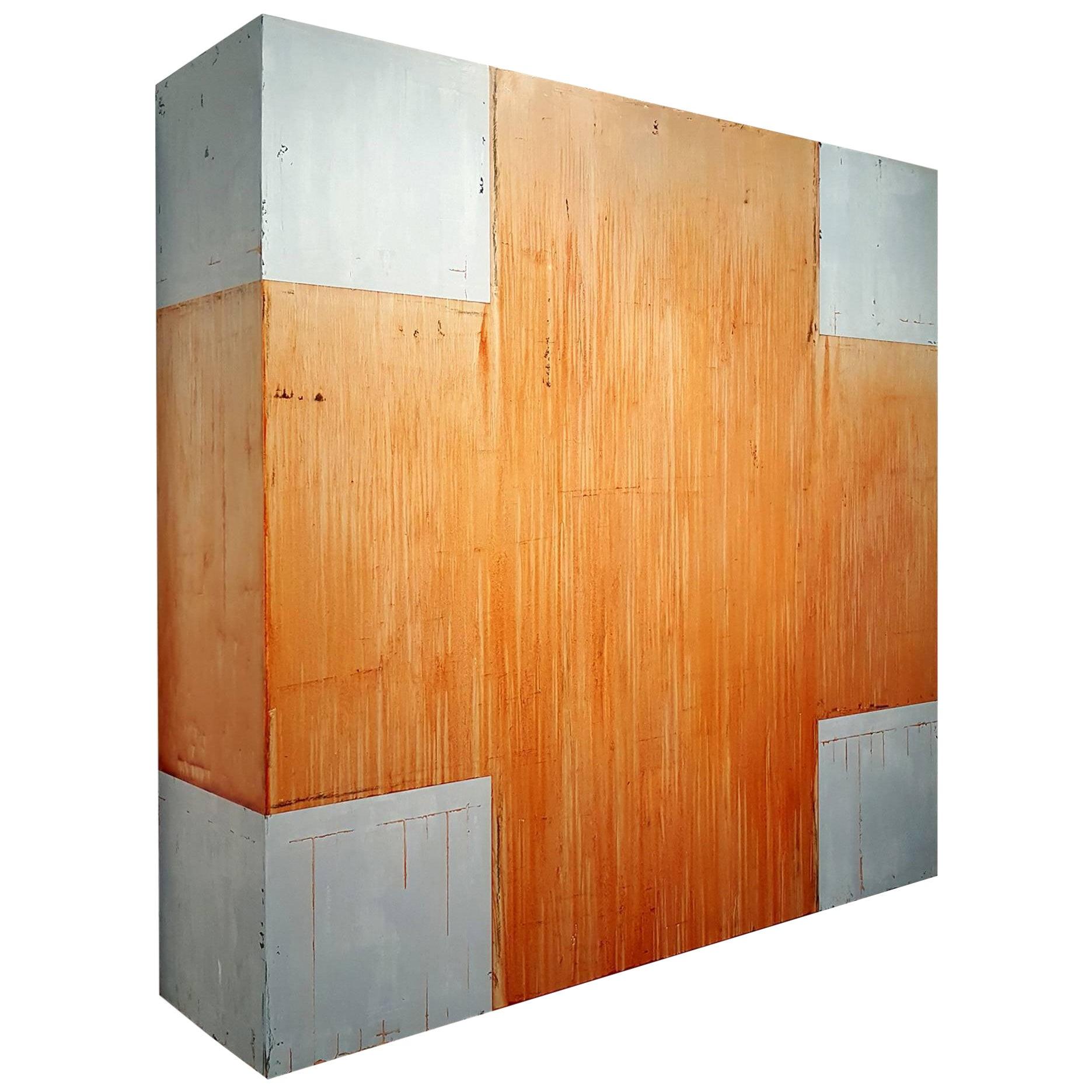 Peinture à l'huile de grande dimension sur coffret de bouleau "Oxide Red Cross" par Douglas Cartmel - Art de Unknown