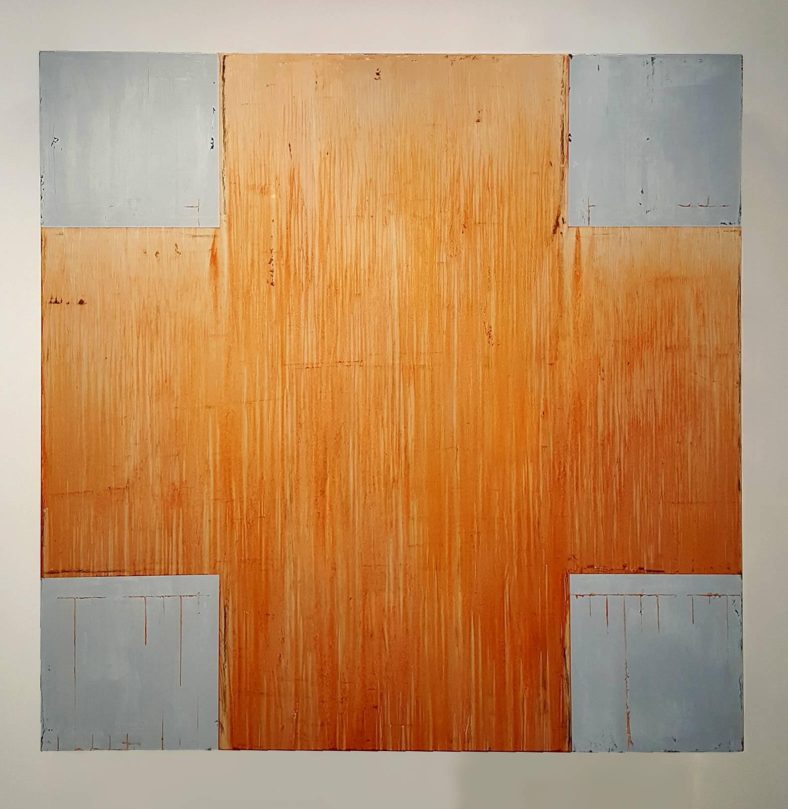 Peinture à l'huile de grande dimension sur coffret de bouleau 