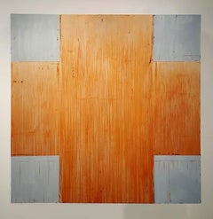 Huge Dimensional Oil Painting on Birch Box 'Oxide Red Cross' by Douglas Cartmel