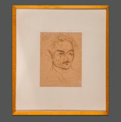 Ritratto di disegno italiano firmato degli anni '20