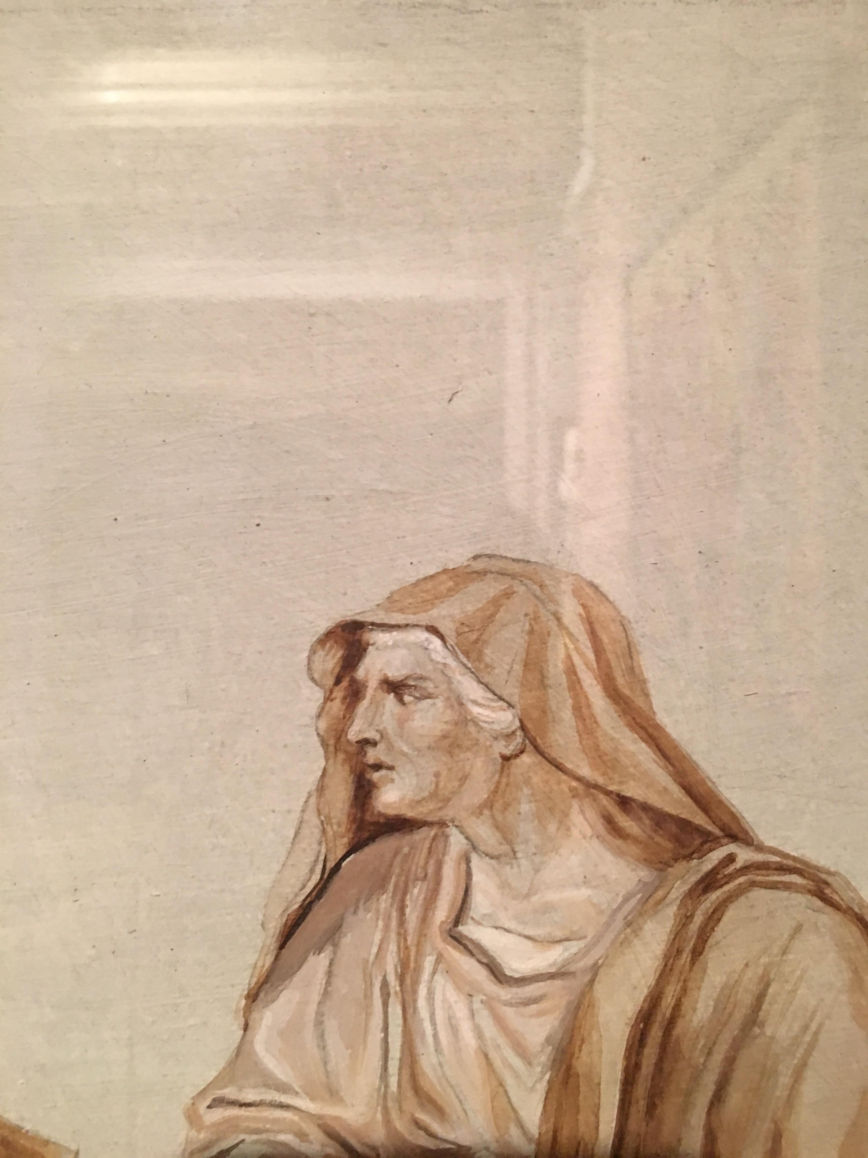Seguidor Jacques-Louis David Neoclásico Rojo Chalck Papel Francés en venta 2