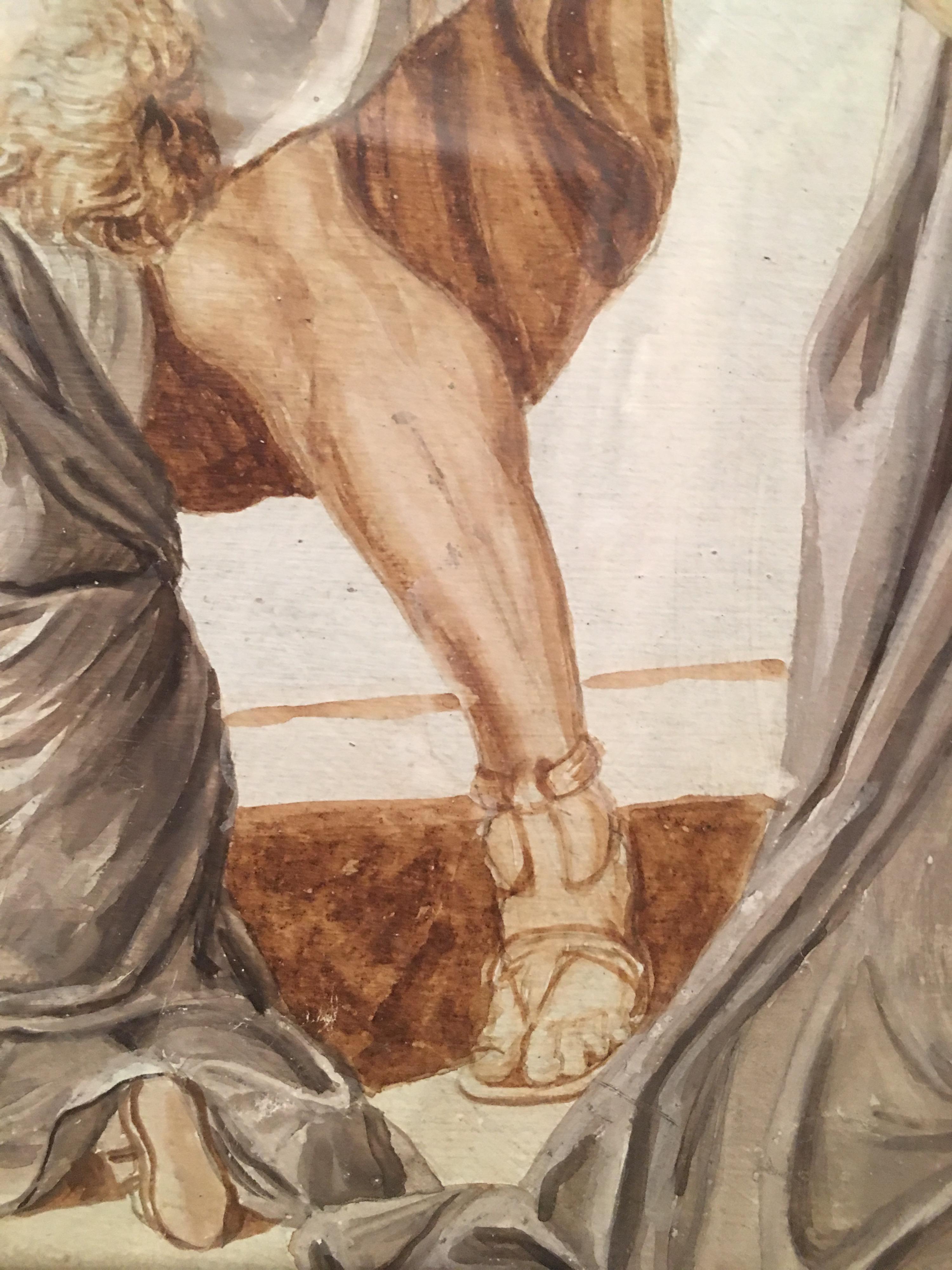 Seguidor Jacques-Louis David Neoclásico Rojo Chalck Papel Francés - Art Antiguos maestros de Unknown