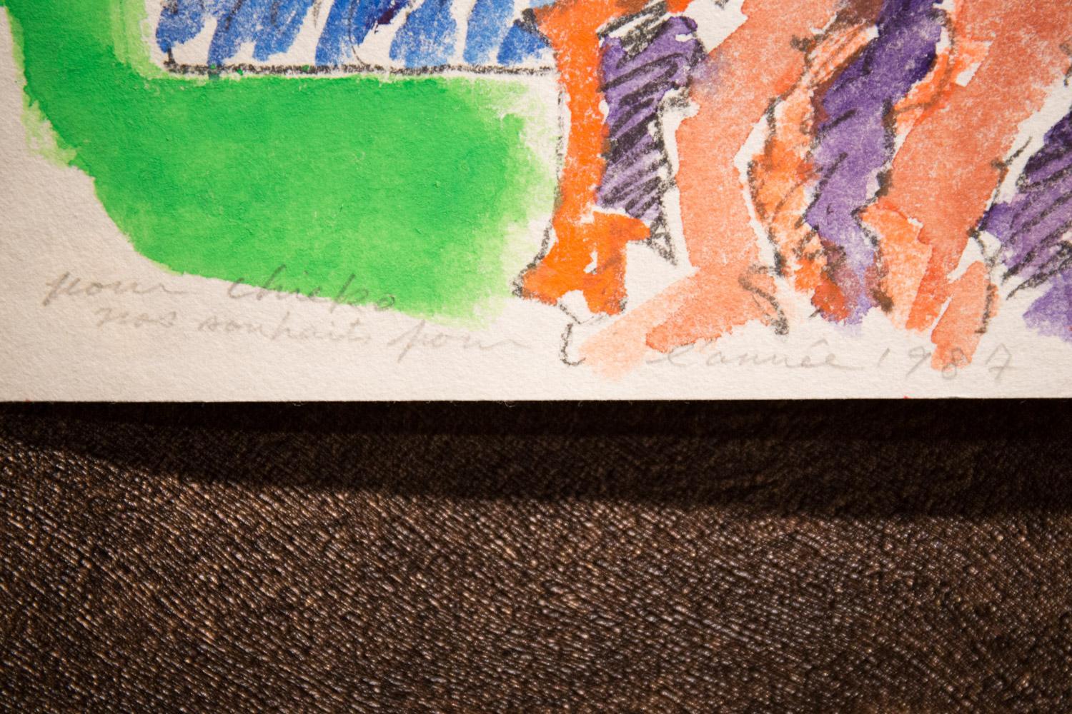 Yasse Tabuch Signed Dedicated and Dated Watercolor For Sale 2