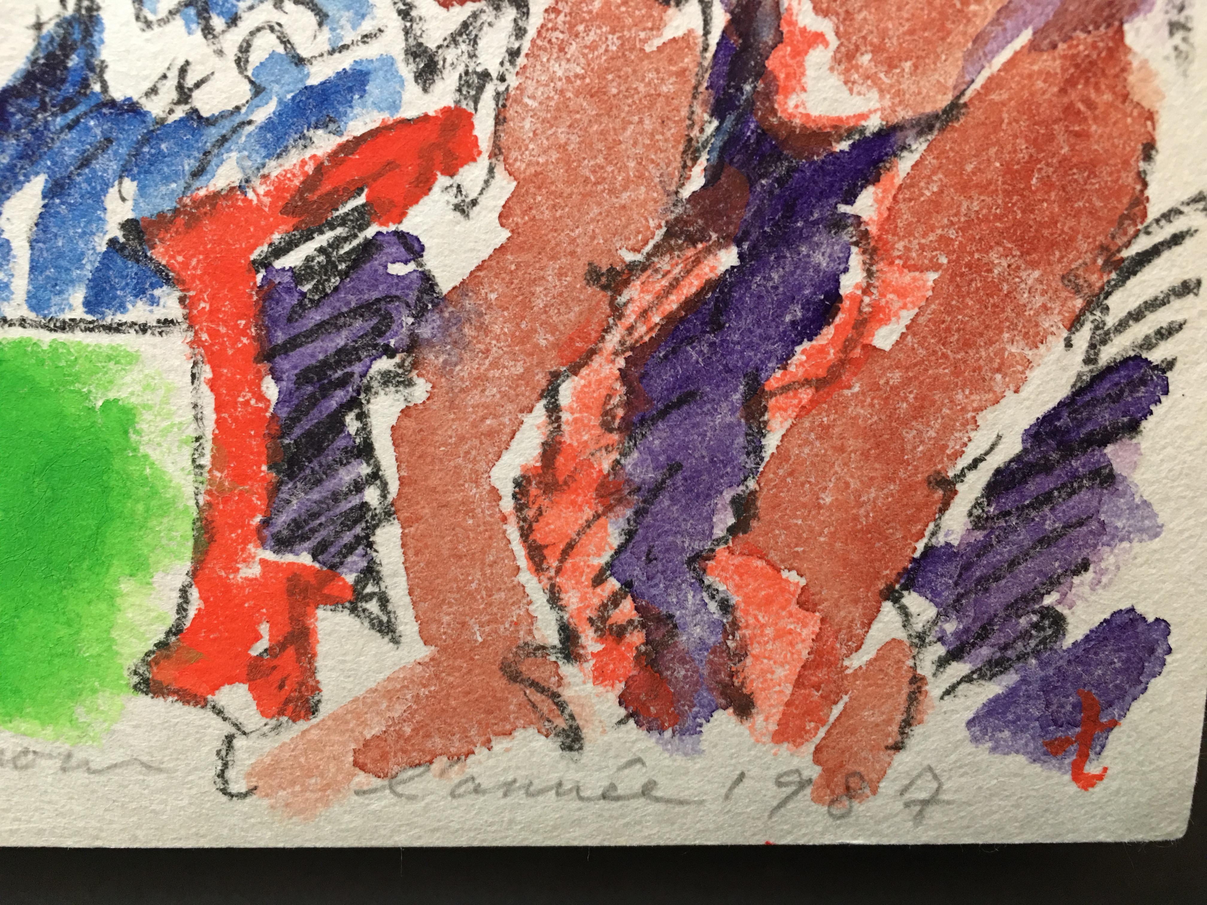 Yasse Tabuch Signed Dedicated and Dated Watercolor For Sale 6