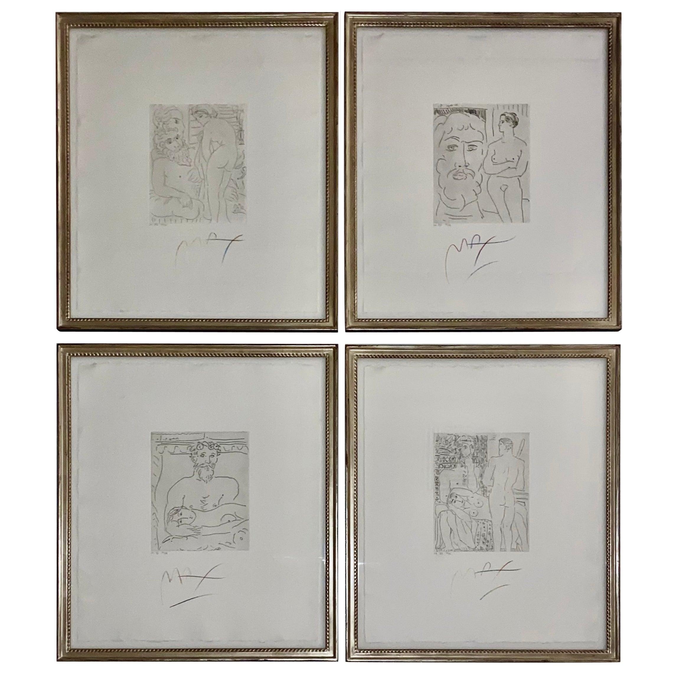 Abstract Drawing Peter Max - Hommage à Picasso, groupe de 4 lithographies Pater Max