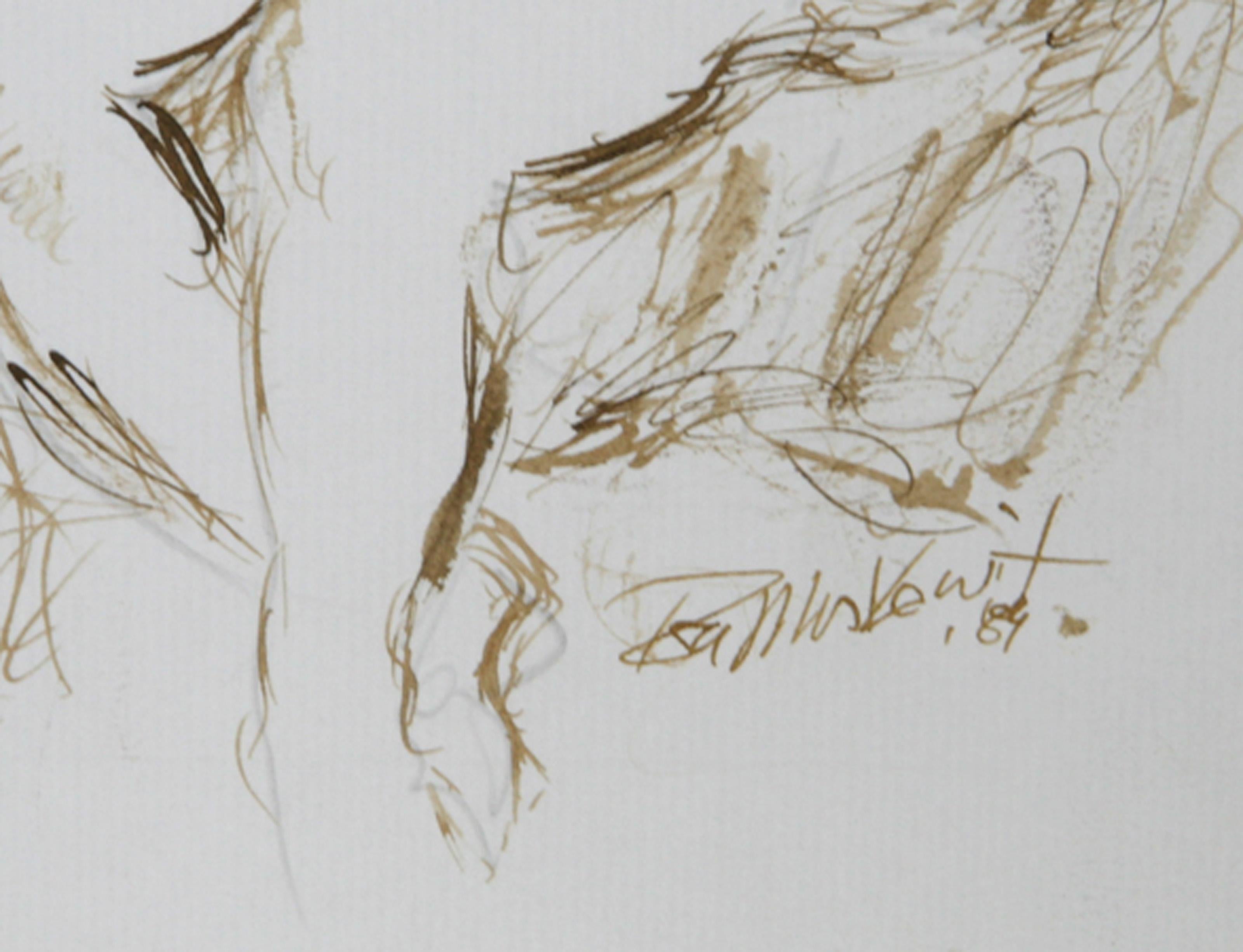 Dos desnudos - II, Tinta contemporánea sobre papel de Ira Moskowitz en venta 1