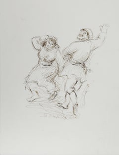 Dancing Couple - II, Contemporary Ink on Paper by Ira Moskowitz