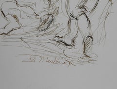 Dancing Couple - II, Contemporary Ink on Paper by Ira Moskowitz