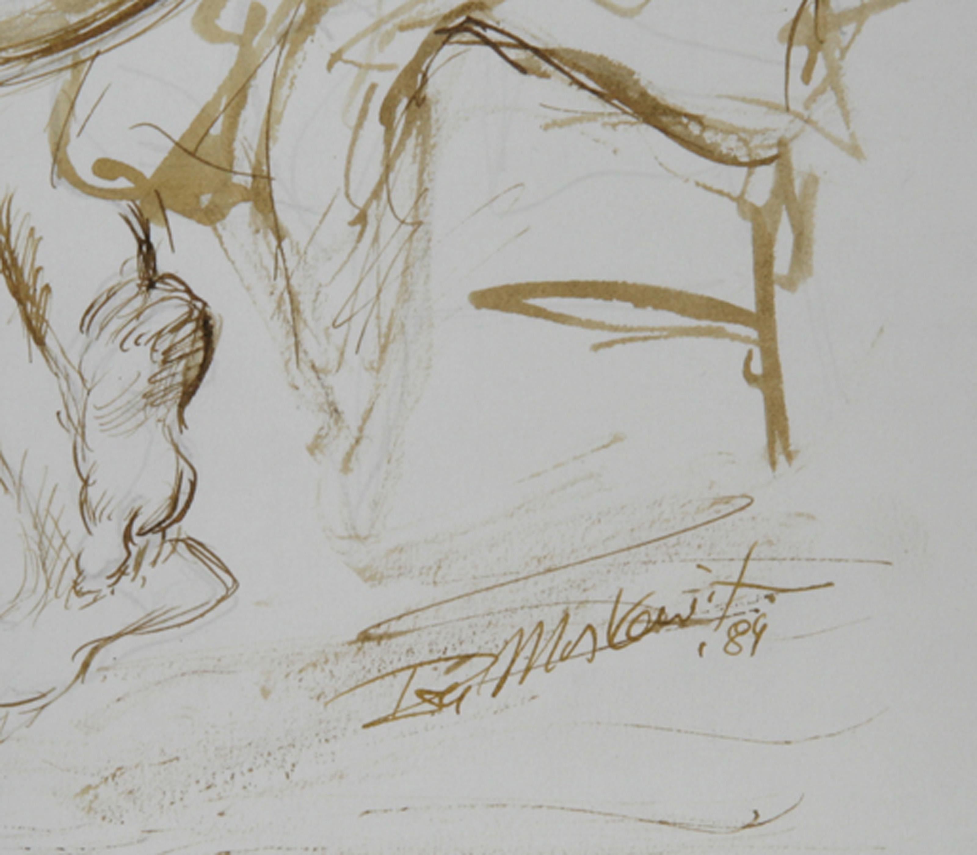 Modèle d'artiste et nu - VII, encre moderne sur papier d'Ira Moskowitz en vente 1