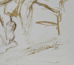 Artist and Nude Model - VII, Modern Ink on Paper by Ira Moskowitz