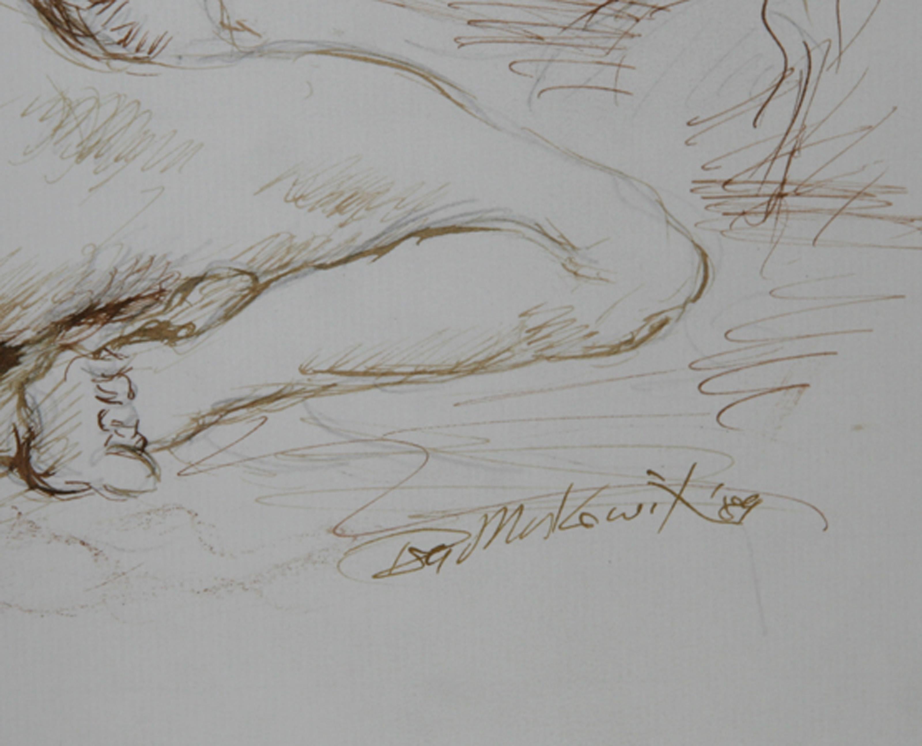 Modèle d'artiste et nu - IX, encre moderne sur papier d'Ira Moskowitz en vente 1