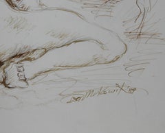 Artist and Nude Model - IX, Modern Ink on Paper by Ira Moskowitz