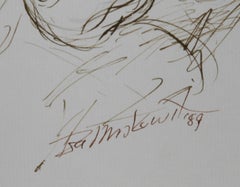 Guitariste électrique - III, encre sur papier d'art populaire d'Ira Moskowitz